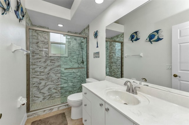 1499 Nuremberg Blvd, Punta Gorda, FL 33983 - full bathroom with toilet, vanity, a marble finish shower, and recessed lighting