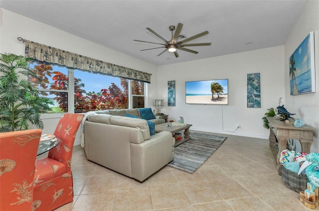 1499 Nuremberg Blvd, Punta Gorda, FL 33983 - tiled living area with a ceiling fan