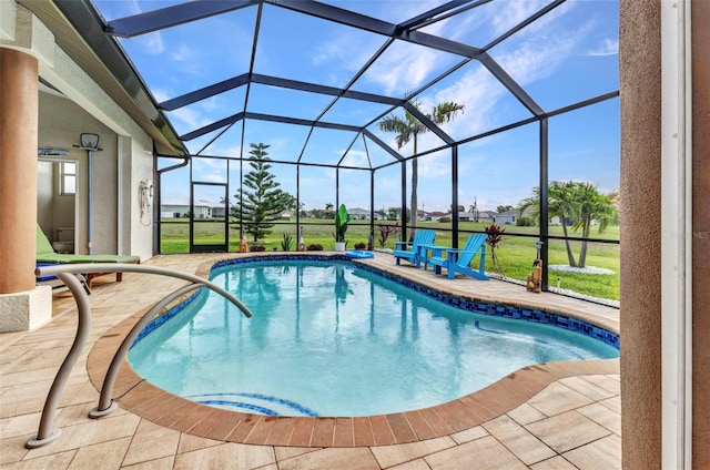 1499 Nuremberg Blvd, Punta Gorda, FL 33983 - swimming pool featuring a patio, a lanai, and a lawn