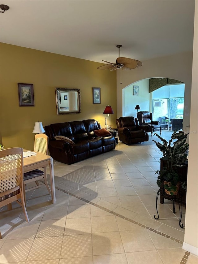 2023 Lynx Run, North Port, FL 34288 - living area featuring tile patterned flooring and ceiling fan