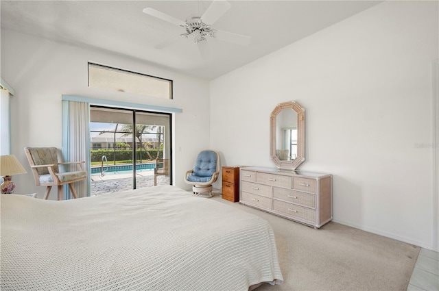 25371 Paladin Ln, Punta Gorda, FL 33983 - bedroom with access to exterior, a ceiling fan, and baseboards