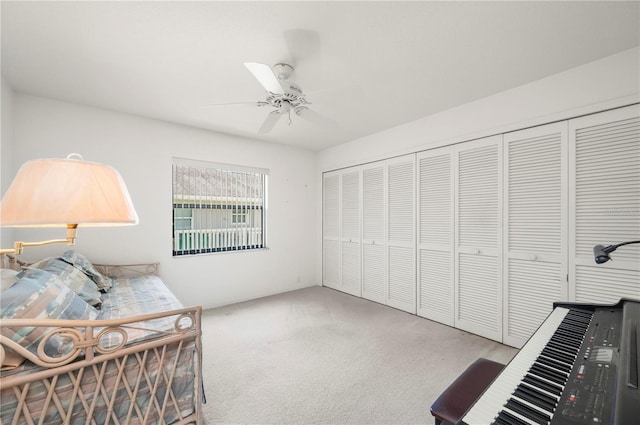 25371 Paladin Ln, Punta Gorda, FL 33983 - bedroom with carpet flooring, a closet, and a ceiling fan