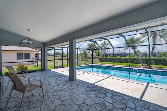 25371 Paladin Ln, Punta Gorda, FL 33983 - swimming pool featuring a patio area and glass enclosure
