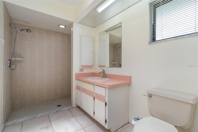 1472 Oriel Ct, Punta Gorda, FL 33983 - full bath with vanity, tiled shower, toilet, recessed lighting, and tile patterned flooring