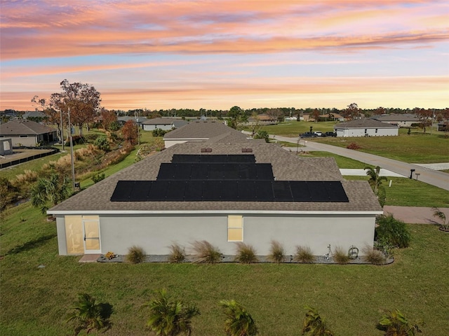 aerial view at dusk of a residential view