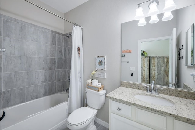 43249 Treadway Dr, Punta Gorda, FL 33982 - full bath featuring vanity, shower / bath combo with shower curtain, and toilet