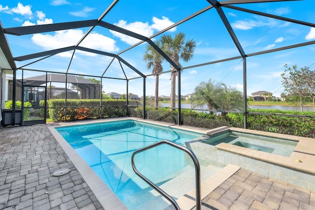 43249 Treadway Dr, Punta Gorda, FL 33982 - view of pool with a water view, a patio, and a pool with connected hot tub