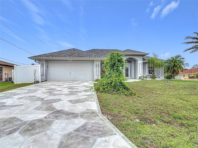 1007 Comstock St, Port Charlotte, FL 33952 - ranch-style home featuring concrete driveway, a front lawn, a garage, and stucco siding