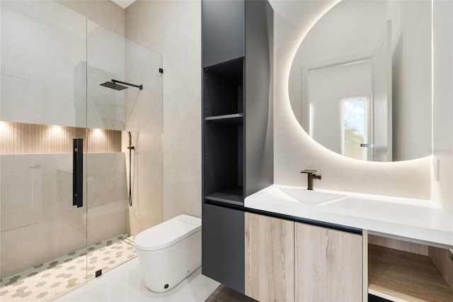 1108 SW 24th St, Cape Coral, FL 33991 - full bathroom featuring a tile shower, toilet, and vanity