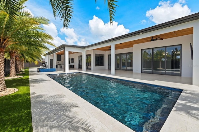 1108 SW 24th St, Cape Coral, FL 33991 - swimming pool featuring a ceiling fan and a patio