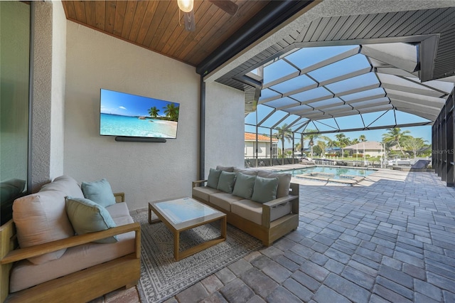 1801 Los Alamos Dr, Punta Gorda, FL 33950 - view of patio / terrace with an outdoor hangout area, an outdoor pool, and a lanai