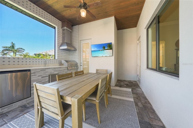 1801 Los Alamos Dr, Punta Gorda, FL 33950 - dining room with wooden ceiling and ceiling fan