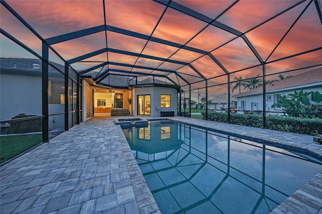 1801 Los Alamos Dr, Punta Gorda, FL 33950 - view of pool with a patio area, a pool with connected hot tub, ceiling fan, and a lanai