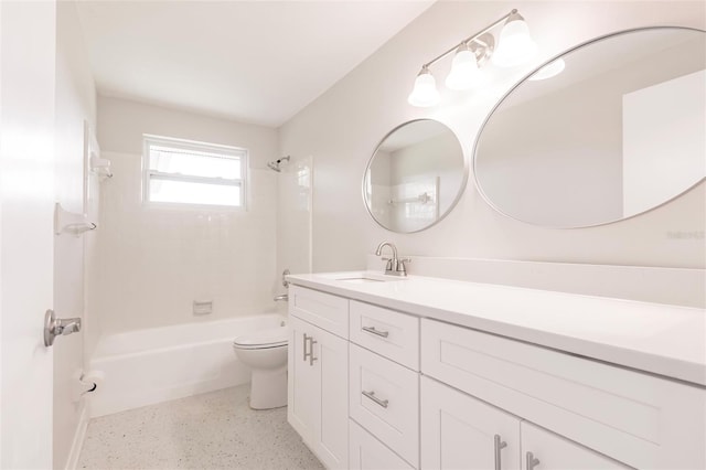 444 Edgewood Rd, Venice, FL 34293 - bathroom with speckled floor, vanity, and shower / tub combination