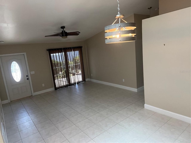 3300 Loveland Blvd Unit 602, Punta Gorda, FL 33980 - unfurnished living room with healthy amount of natural light, ceiling fan, and light tile patterned flooring