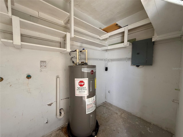 21899 Cellini Ave, Port Charlotte, FL 33952 - utility room featuring water heater and electric panel