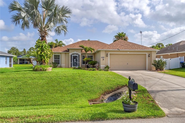 4268 Leesburg Ave, North Port, FL 34288 - view of front of home featuring stucco siding, an attached garage, and driveway