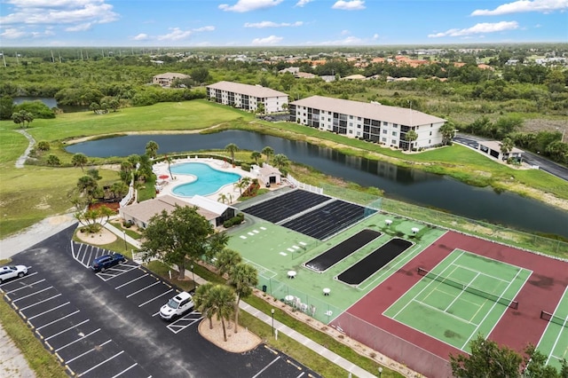 175 Kings Hwy Unit 625, Punta Gorda, FL 33983 - drone / aerial view of a pool area, a large body of water, and apartment complex
