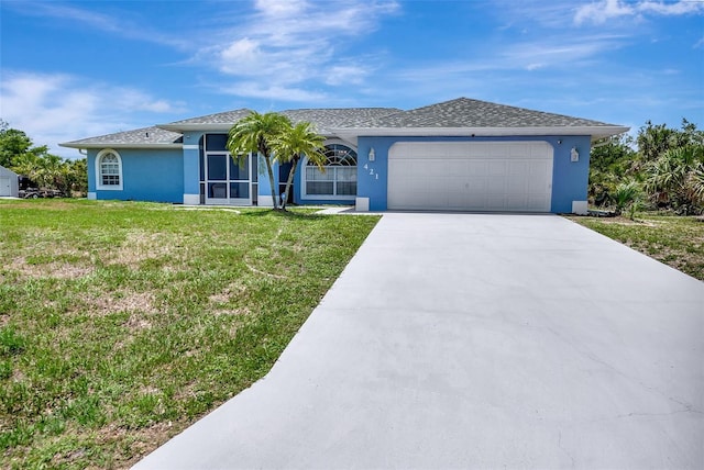 421 Strasburg Dr, Port Charlotte, FL 33954 - single story home featuring a garage, a front lawn, driveway, and stucco siding