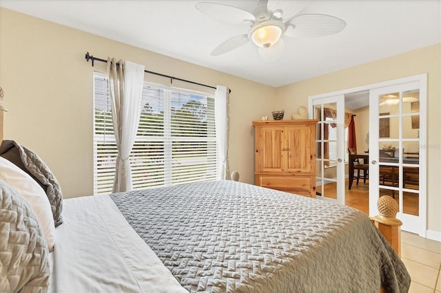 7280 Muncey Rd, North Port, FL 34291 - bedroom featuring light tile patterned flooring, french doors, and a ceiling fan