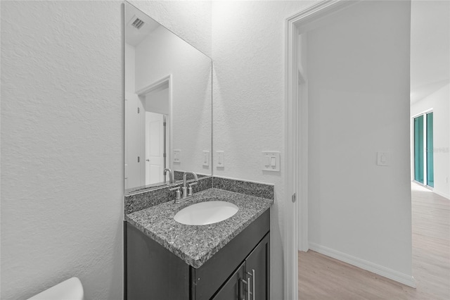 2138 Blaser St, Punta Gorda, FL 33980 - bathroom with a textured wall, wood finished floors, and vanity