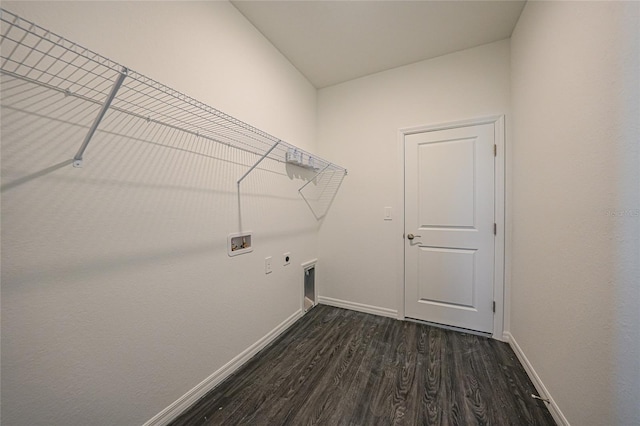 7345 Ellis Ln, Port Charlotte, FL 33981 - washroom featuring washer hookup, dark wood-type flooring, and hookup for an electric dryer