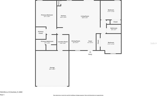 7345 Ellis Ln, Port Charlotte, FL 33981 - view of property floor plan