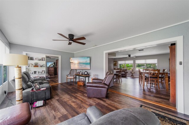 405 Ridgecrest Dr, Punta Gorda, FL 33982 - living area with ceiling fan and wood finished floors