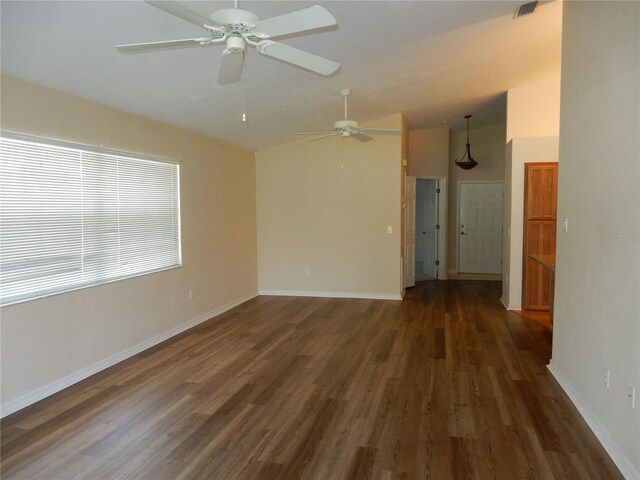 500 Winwood Ct, Port Charlotte, FL 33954 - spare room with wood finished floors, ceiling fan, and lofted ceiling