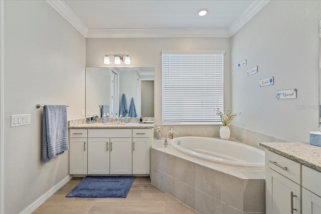 15039 Black Cherry Way, Punta Gorda, FL 33955 - full bath featuring two vanities, a garden tub, and ornamental molding