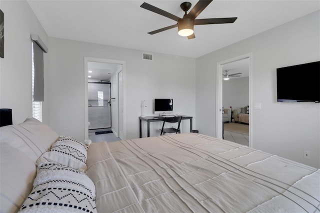 196 Furse Lakes Cir Unit A6, Naples, FL 34104 - bedroom with a ceiling fan and ensuite bath