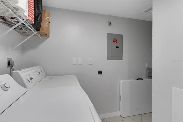 196 Furse Lakes Cir Unit A6, Naples, FL 34104 - washroom with electric panel, separate washer and dryer, light tile patterned floors, and baseboards