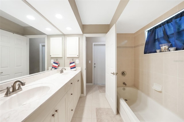 37 Pepe Ct, Punta Gorda, FL 33983 - full bathroom with tile patterned flooring, double vanity, and recessed lighting