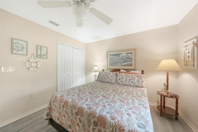 37 Pepe Ct, Punta Gorda, FL 33983 - bedroom featuring wood finished floors, a closet, and a ceiling fan