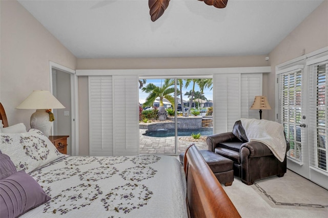 250 Freeport Ct, Punta Gorda, FL 33950 - bedroom with vaulted ceiling, access to outside, and ceiling fan