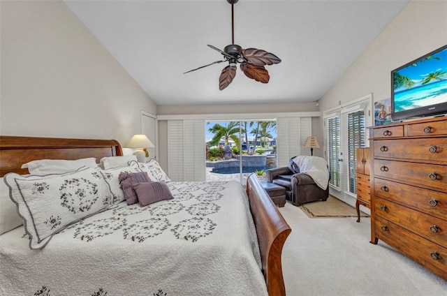 250 Freeport Ct, Punta Gorda, FL 33950 - carpeted bedroom featuring vaulted ceiling, access to outside, and ceiling fan
