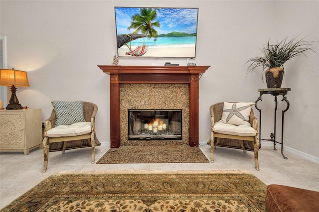 250 Freeport Ct, Punta Gorda, FL 33950 - sitting room featuring a premium fireplace and tile patterned flooring