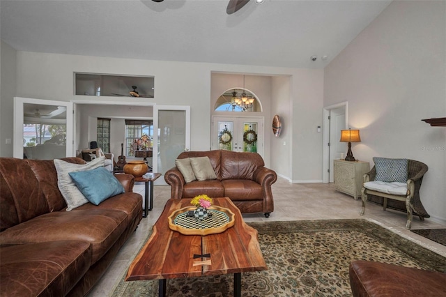 250 Freeport Ct, Punta Gorda, FL 33950 - living room with a ceiling fan and a chandelier