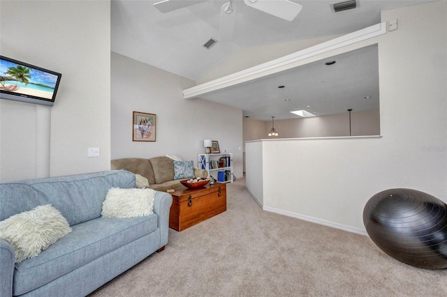 250 Freeport Ct, Punta Gorda, FL 33950 - carpeted living area featuring a ceiling fan and lofted ceiling