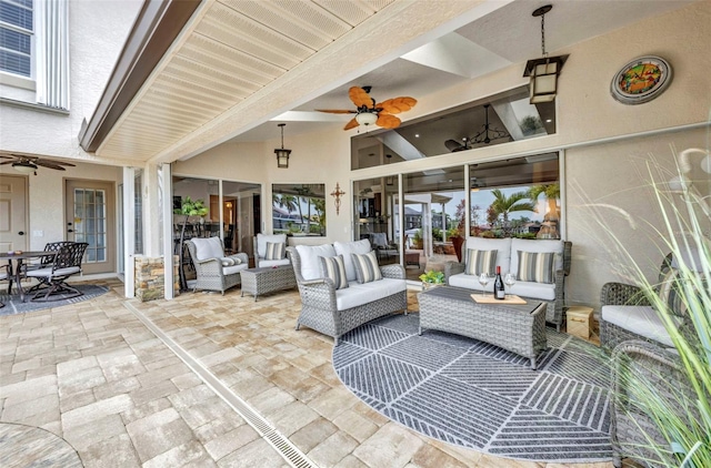 250 Freeport Ct, Punta Gorda, FL 33950 - view of patio / terrace featuring a ceiling fan, an outdoor hangout area, and outdoor dining area