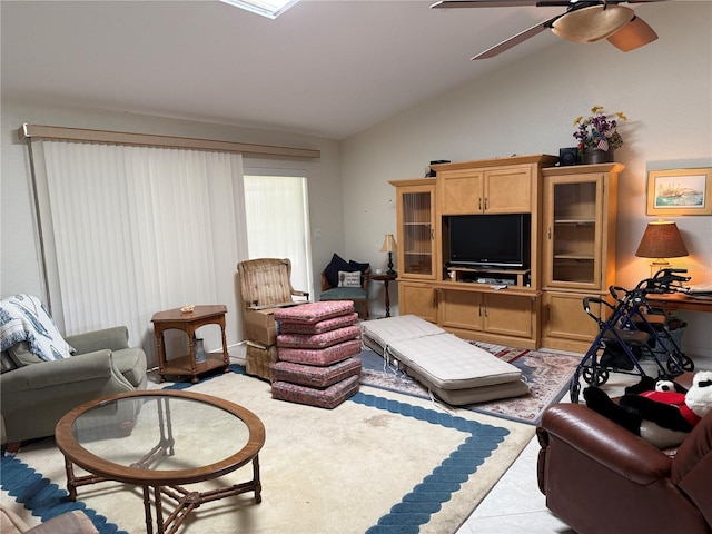 26312 Deep Creek Blvd, Punta Gorda, FL 33983 - living room with lofted ceiling and a ceiling fan