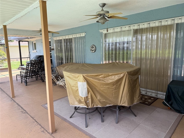 26312 Deep Creek Blvd, Punta Gorda, FL 33983 - dining space featuring a ceiling fan and billiards