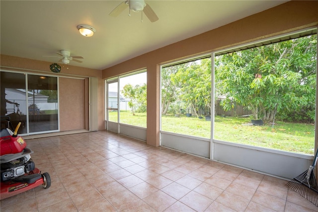23101 Hillsdale Ave, Port Charlotte, FL 33954 - unfurnished sunroom featuring a ceiling fan