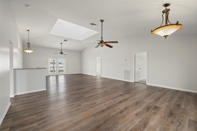 24261 Captain Kidd Blvd, Punta Gorda, FL 33955 - unfurnished living room with a ceiling fan, dark wood-style floors, and high vaulted ceiling