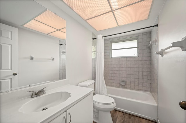 24261 Captain Kidd Blvd, Punta Gorda, FL 33955 - full bathroom featuring wood finished floors, shower / tub combo with curtain, and vanity