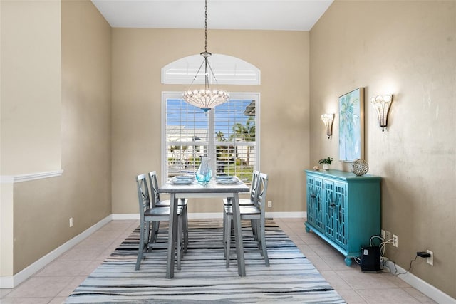 3322 Sandpiper Dr, Punta Gorda, FL 33950 - dining area with light tile patterned floors and a chandelier