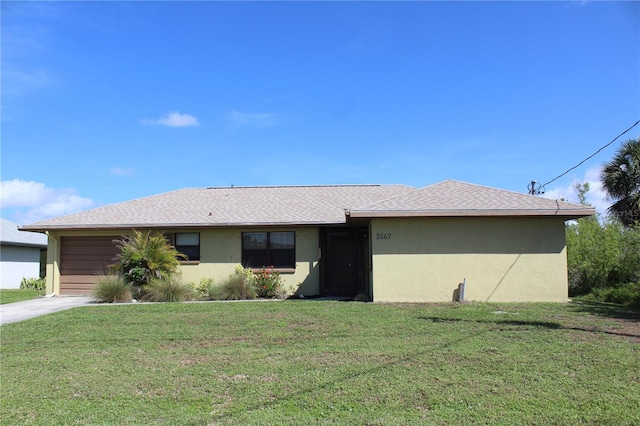 2467 Herron Ter, Port Charlotte, FL 33981 - ranch-style house featuring stucco siding, a garage, a front yard, and concrete driveway