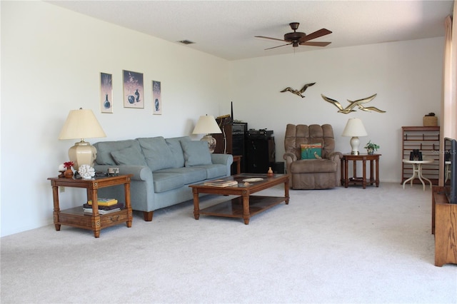 2467 Herron Ter, Port Charlotte, FL 33981 - carpeted living room featuring a ceiling fan