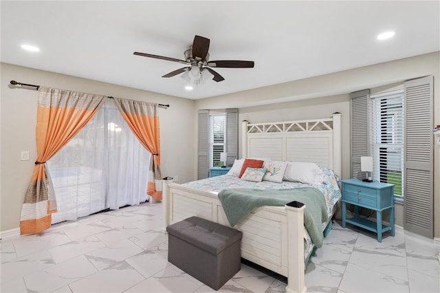 1141 Paraclete Rd, Punta Gorda, FL 33983 - bedroom featuring marble finish flooring, recessed lighting, and a ceiling fan