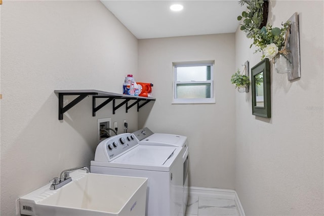 1141 Paraclete Rd, Punta Gorda, FL 33983 - washroom with marble finish flooring and separate washer and dryer